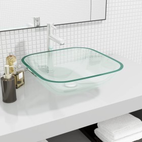 Lavabo de vidrio transparente 42x42x14 cm de vidaXL, Lavabos - Ref: Foro24-345236, Precio: 50,71 €, Descuento: %