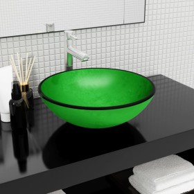 Green tempered glass sink 42x14 cm by vidaXL, Sinks - Ref: Foro24-345264, Price: 71,49 €, Discount: %