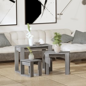 Stackable tables 3 pieces Sonoma gray plywood by vidaXL, Side tables - Ref: Foro24-815223, Price: 59,35 €, Discount: %