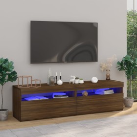 Mueble de TV con luces LED 2 uds roble marrón 75x35x40 cm de vidaXL, Muebles TV - Ref: Foro24-815128, Precio: 97,84 €, Descue...