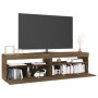 Mueble de TV con luces LED 2 uds roble marrón 75x35x40 cm de vidaXL, Muebles TV - Ref: Foro24-815128, Precio: 90,17 €, Descue...