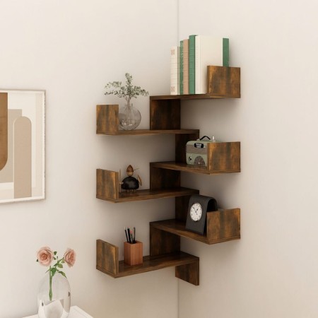 Wall corner shelves 2 pcs smoked oak 40x40x50 cm by vidaXL, Shelves and shelves - Ref: Foro24-815205, Price: 32,29 €, Discoun...