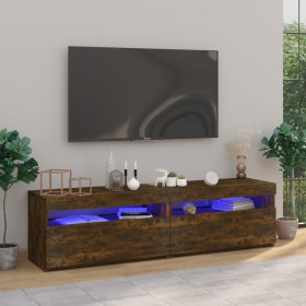 Mueble de TV con luces LED 2 uds roble ahumado 75x35x40 cm de vidaXL, Muebles TV - Ref: Foro24-815124, Precio: 89,18 €, Descu...