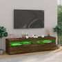 TV stand with LED lights 2 units smoked oak 75x35x40 cm by vidaXL, TV Furniture - Ref: Foro24-815124, Price: 95,63 €, Discoun...