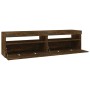 TV stand with LED lights 2 units smoked oak 75x35x40 cm by vidaXL, TV Furniture - Ref: Foro24-815124, Price: 89,18 €, Discoun...