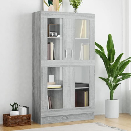 Sonoma grau Sperrholz Vitrine 82,5x30,5x150 cm von vidaXL, Bücherregale und Regale - Ref: Foro24-815118, Preis: 144,51 €, Rab...