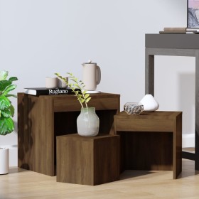 Stackable tables 3 pieces brown oak plywood by vidaXL, Side tables - Ref: Foro24-815227, Price: 61,99 €, Discount: %