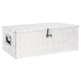 Aufbewahrungsbox aus silbernem Aluminium, 90 x 47 x 33,5 cm von vidaXL, Werkzeugkästen - Ref: Foro24-152254, Preis: 159,99 €,...