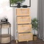 Weißes Sideboard aus massivem Kiefernholz und natürlichem Rattan, 40 x 30 x 90 cm von vidaXL, Sideboards - Ref: Foro24-345642...