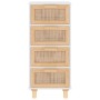 Weißes Sideboard aus massivem Kiefernholz und natürlichem Rattan, 40 x 30 x 90 cm von vidaXL, Sideboards - Ref: Foro24-345642...