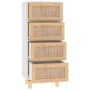 Weißes Sideboard aus massivem Kiefernholz und natürlichem Rattan, 40 x 30 x 90 cm von vidaXL, Sideboards - Ref: Foro24-345642...