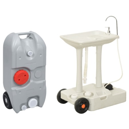 Camping sink with water tank on wheels gray by vidaXL, Portable water purifiers and filters - Ref: Foro24-3186678, Price: 325...