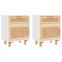 Bedside tables 2 pcs solid wood white pine natural rattan by vidaXL, Nightstands - Ref: Foro24-345607, Price: 118,57 €, Disco...