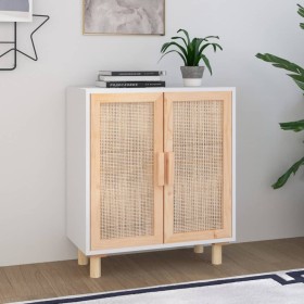 White sideboard solid pine wood and natural rattan 60x30x70 cm by vidaXL, Sideboards - Ref: Foro24-345630, Price: 110,18 €, D...