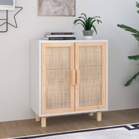 White sideboard solid pine wood and natural rattan 60x30x70 cm by vidaXL, Sideboards - Ref: Foro24-345630, Price: 109,73 €, D...