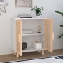 Weißes Sideboard aus massivem Kiefernholz und natürlichem Rattan, 60 x 30 x 70 cm von vidaXL, Sideboards - Ref: Foro24-345630...