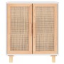 Weißes Sideboard aus massivem Kiefernholz und natürlichem Rattan, 60 x 30 x 70 cm von vidaXL, Sideboards - Ref: Foro24-345630...