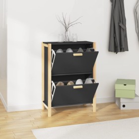 Black plywood shoe cabinet 57.5x33x80 cm by vidaXL, Shoe racks and shoe organizers - Ref: Foro24-345685, Price: 72,99 €, Disc...