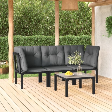 Set de muebles de jardín 4 piezas ratán sintético negro y gris de vidaXL, Conjuntos de jardín - Ref: Foro24-3187732, Precio: ...