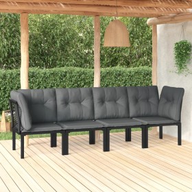 Set de muebles de jardín 4 piezas ratán sintético negro y gris de vidaXL, Conjuntos de jardín - Ref: Foro24-3187733, Precio: ...