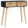 Mesa consola madera pino maciza ratán natural negro 80x30x75 cm de vidaXL, Mesas auxiliares - Ref: Foro24-345625, Precio: 107...