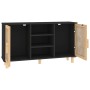 Schwarzes Sideboard aus massivem Kiefernholz und natürlichem Rattan, 105 x 30 x 60 cm von vidaXL, Sideboards - Ref: Foro24-34...