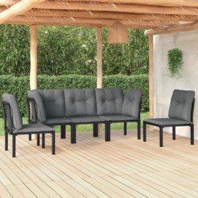 Gartenmöbel-Set 5-teilig aus schwarzem und grauem synthetischem Rattan von vidaXL, Gartensets - Ref: Foro24-3187736, Preis: 2...