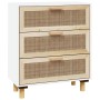 White sideboard made of solid pine wood and natural rattan 60x30x70 cm by vidaXL, Sideboards - Ref: Foro24-345633, Price: 140...