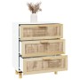 White sideboard made of solid pine wood and natural rattan 60x30x70 cm by vidaXL, Sideboards - Ref: Foro24-345633, Price: 140...