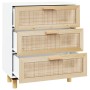 White sideboard made of solid pine wood and natural rattan 60x30x70 cm by vidaXL, Sideboards - Ref: Foro24-345633, Price: 140...