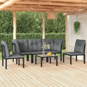 Gartenmöbel-Set 6-teilig aus schwarzem und grauem synthetischem Rattan von vidaXL, Gartensets - Ref: Foro24-3187737, Preis: 3...