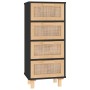 Aparador negro madera pino maciza y ratán natural 40x30x90 cm de vidaXL, Aparadores - Ref: Foro24-345643, Precio: 140,06 €, D...