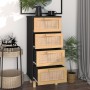 Schwarzes Sideboard aus massivem Kiefernholz und natürlichem Rattan, 40 x 30 x 90 cm von vidaXL, Sideboards - Ref: Foro24-345...