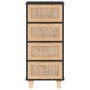 Aparador negro madera pino maciza y ratán natural 40x30x90 cm de vidaXL, Aparadores - Ref: Foro24-345643, Precio: 140,06 €, D...