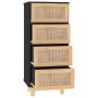 Aparador negro madera pino maciza y ratán natural 40x30x90 cm de vidaXL, Aparadores - Ref: Foro24-345643, Precio: 140,06 €, D...