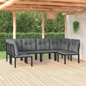 6-piece garden furniture set in black and grey synthetic rattan by vidaXL, Garden sets - Ref: Foro24-3187738, Price: 319,38 €...