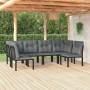 Gartenmöbel-Set 6-teilig aus schwarzem und grauem synthetischem Rattan von vidaXL, Gartensets - Ref: Foro24-3187738, Preis: 3...