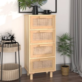 Braunes Sideboard aus massivem Kiefernholz und natürlichem Rattan 40x30x90 cm von vidaXL, Sideboards - Ref: Foro24-345644, Pr...