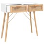 Solid pine wood console table white natural rattan 80x30x75cm by vidaXL, Side tables - Ref: Foro24-345624, Price: 94,05 €, Di...