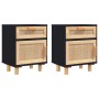 Nightstands 2 pcs solid wood black pine natural rattan by vidaXL, Nightstands - Ref: Foro24-345609, Price: 118,77 €, Discount: %