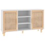 Aparador madera maciza pino blanco ratán natural 105x30x60 cm de vidaXL, Aparadores - Ref: Foro24-345639, Precio: 125,85 €, D...