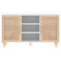 Sideboard aus massivem weißem Kiefernholz, natürliches Rattan, 105 x 30 x 60 cm von vidaXL, Sideboards - Ref: Foro24-345639, ...