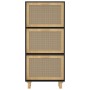 Black plywood shoe rack natural rattan 52x25x115 cm by vidaXL, Shoe racks and shoe organizers - Ref: Foro24-345649, Price: 20...