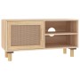 TV cabinet solid pine wood and natural rattan 80x30x40 cm by vidaXL, TV Furniture - Ref: Foro24-345614, Price: 82,44 €, Disco...