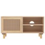 TV cabinet solid pine wood and natural rattan 80x30x40 cm by vidaXL, TV Furniture - Ref: Foro24-345614, Price: 82,44 €, Disco...