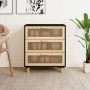 Schwarzes Sideboard aus massivem Kiefernholz und natürlichem Rattan, 60 x 30 x 70 cm von vidaXL, Sideboards - Ref: Foro24-345...