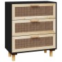 Black sideboard solid pine wood and natural rattan 60x30x70 cm by vidaXL, Sideboards - Ref: Foro24-345634, Price: 148,99 €, D...