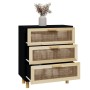 Black sideboard solid pine wood and natural rattan 60x30x70 cm by vidaXL, Sideboards - Ref: Foro24-345634, Price: 148,99 €, D...