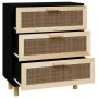 Black sideboard solid pine wood and natural rattan 60x30x70 cm by vidaXL, Sideboards - Ref: Foro24-345634, Price: 148,99 €, D...