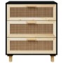 Black sideboard solid pine wood and natural rattan 60x30x70 cm by vidaXL, Sideboards - Ref: Foro24-345634, Price: 148,99 €, D...